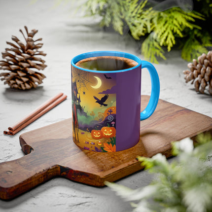 🌙🎃 The Scarecrow Of Haunted Hollow Colorful Mug – Whimsical Halloween Mystery
