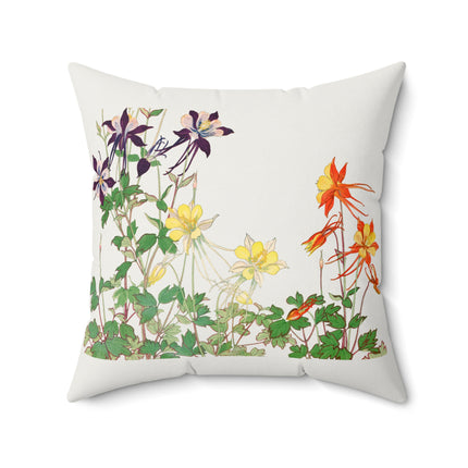 Aquilegia Flower by Tanigami Kônan Spun Polyester Square Pillow
