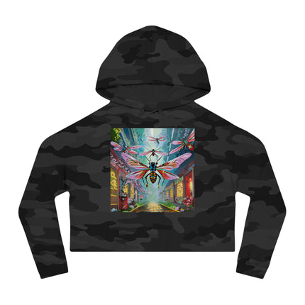 Neon Swarm Cropped Hooded Sweatshirt