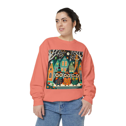 Night of the Trick-or-Treating Owlets Unisex Garment-Dyed Sweatshirt