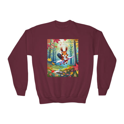 Acorn Aviator Youth Crewneck Sweatshirt – Woodland Flight & Playful Imagination