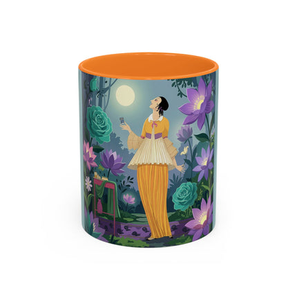 The Lady Of The Moonlit Garden Colorful Mugs – Art Deco Botanical Serenity