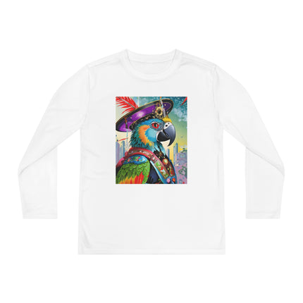 Tech Plumes Youth Long Sleeve Competitor Tee – Neon Wings & Cyberpunk Adventure