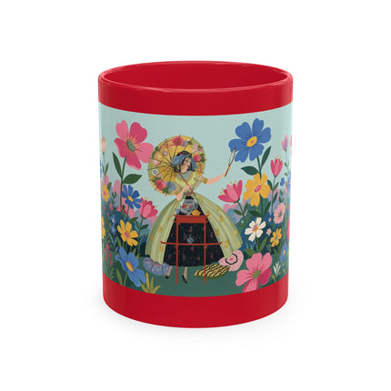 🌼🪭 The Lady Of The Grand Flower Garden Ceramic Mug – Art Deco Garden Whimsy