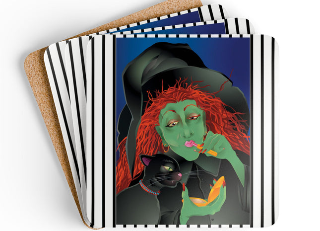Mirror, Mirror A Witch's Touch Corkwood Coaster Set