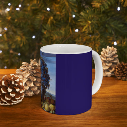 Still Life with Grapes and Other Fruit by Luca Forte Ceramic Mug 11oz
