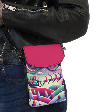 Festive Reindeer Flight Small Cell Phone Wallet