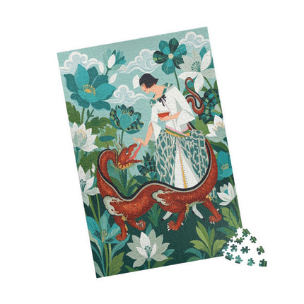 🐉🌿 The Dragon Keeper Puzzle – Art Deco Floral Fantasy