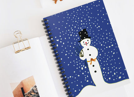Snowman in Falling Snow Spiral Notebook - Ruled Line