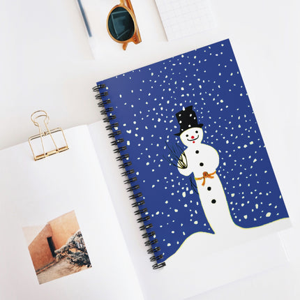 Snowman in Falling Snow Spiral Notebook - Ruled Line