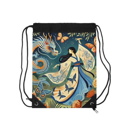 Fairy Waltz in the Butterfly Garden Drawstring Bag