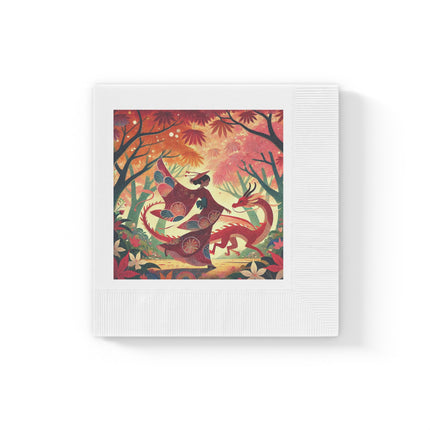 The Dragon Fairy’s Dance White Coined Napkins