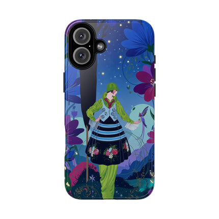 🌸🐦 The Lady Of The Midnight Bird Garden Phone Case – Art Deco Floral Fantasy
