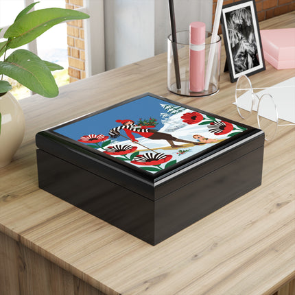 🎿🎄 The Christmas Holly Skier Jewelry Box – Whimsical Holiday Fantasy