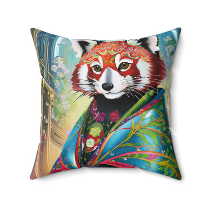 Cybernetic Red Panda Spun Polyester Square Pillow
