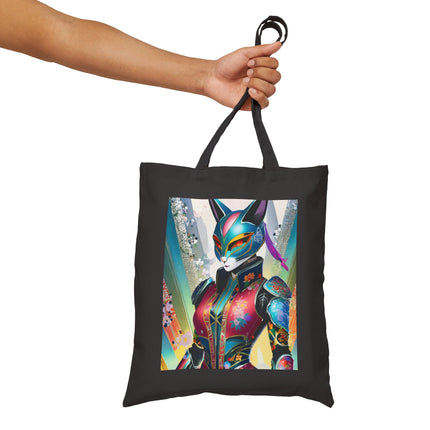 Cyberpunk Chic Cotton Canvas Tote Bag