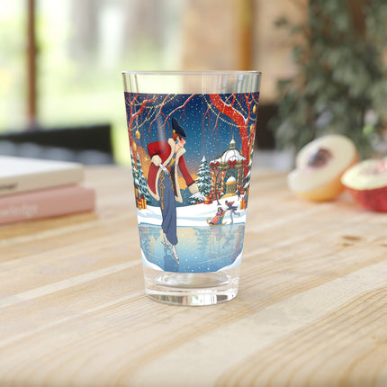 ⛸️🎄 The Christmas Skating Pavilion Pint Glass – Art Deco Holiday Fantasy