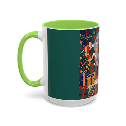 ☃️🎄 The Snowman's Christmas Companion Colorful Mug – Art Deco Holiday Fantasy