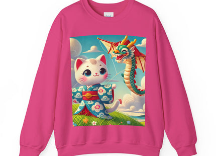 Geisha Kitten and the Dragon Kite Heavy Blend™ Crewneck Sweatshirt
