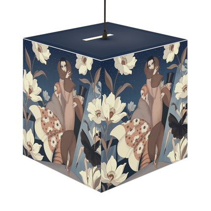 🌸✨ The Midnight Magnolia Masquerade Light Cube Lamp – Art Deco Nocturne