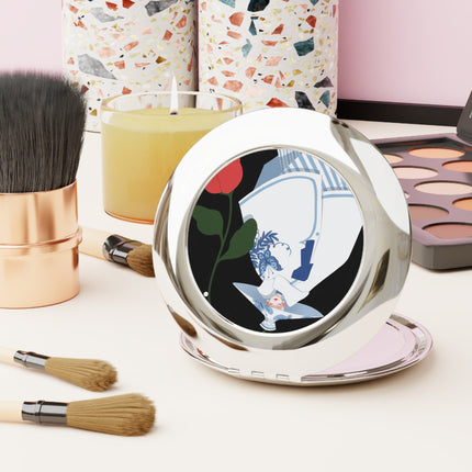 Blue & White Porcelain Geisha Compact Mirror – Quiet Elegance & Timeless Grace