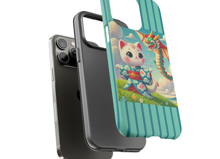 Geisha Kitten and the Dragon Kite Phone Cases