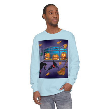 Whimsical Halloween Mischief Unisex Garment-dyed Long Sleeve T-Shirt