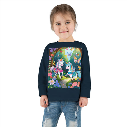 Baby Unicorns and Fluttering Butterflies Toddler Long Sleeve Tee