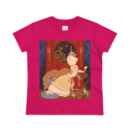 🎼🐈 The Lady Of The Midnight Salon Cotton Tee – Art Deco Fashion Illustration