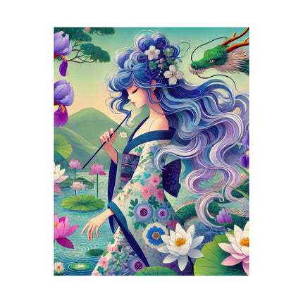 🐉🪷 Fairy of the Koi Pond Matte Vertical Poster – Tranquil Magic & Dragon Grace