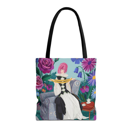 🌹🧶 The Lady Of The Golden Yarn Tote Bag – Art Deco Floral Elegance