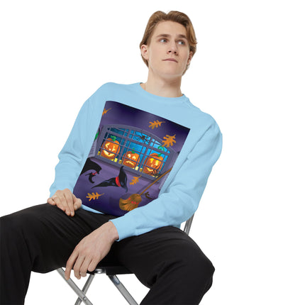 Whimsical Halloween Mischief Unisex Garment-Dyed Sweatshirt