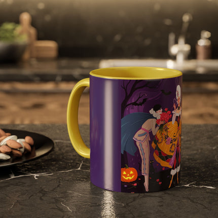🎭🌹 The Harlequin Rose Masquerade Colorful Mug – Theatrical Halloween Romance