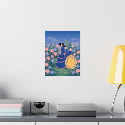 🌸☂️ The Lady Of The Flower Garden Parasol Matte Vertical Poster – Art Deco Botanical Elegance