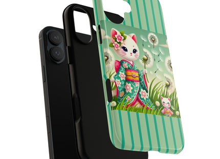 Geisha Kitten and the Dandelion Phone Cases