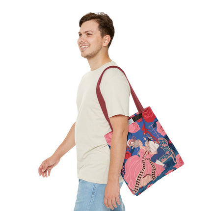 🌹🦜 The Lady Of The Scarlet Parrot Tote Bag – Art Deco Floral Elegance