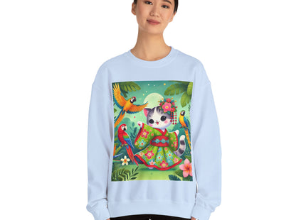 Parrot Dance of the Geisha Kitten Heavy Blend™ Crewneck Sweatshirt