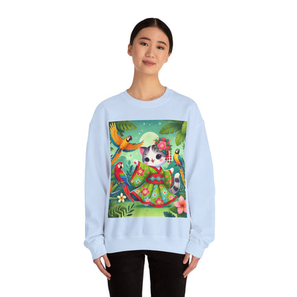 Parrot Dance of the Geisha Kitten Heavy Blend™ Crewneck Sweatshirt