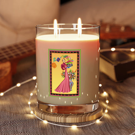 Elegant Holiday Woman with Gifts Scented Candle - Full Glass, 11oz