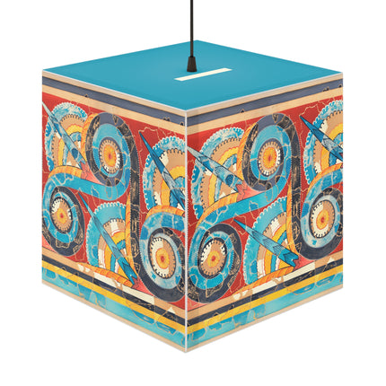 Reproduction of S-Spiral Frieze by Emile Gilliéron Light Cube Lamp