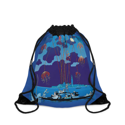 Fireworks in Venice by George Barbier Drawstring Bag