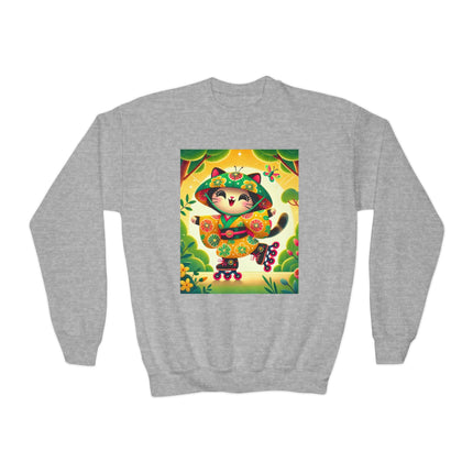 Firefly Dance on Wheels Youth Crewneck Sweatshirt – Motion, Magic & Playful Energy