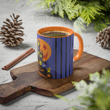 Halloween Night at the Haunted House Colorful Mugs, 11oz