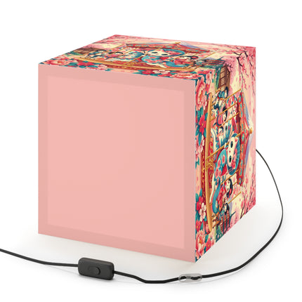 🎠🌸 Geisha Kitten's Enchanted Carousel Ride Light Cube Lamp – Whimsical Dreams & Cherry Blossom Magic