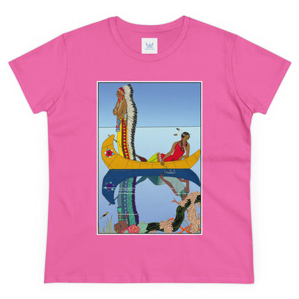 Le long du Missouri (Indian couple in a canoe on the Missouri River) by George Barbier Women's Midweight Cotton Tee