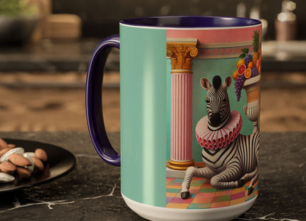Still Life with Zebra, Fruit, and Pink Columns Colorful Mugs (11oz, 15oz)