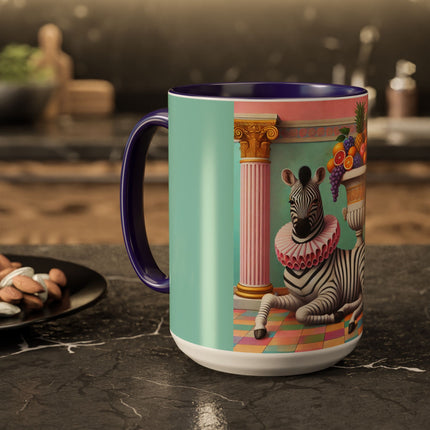 Still Life with Zebra, Fruit, and Pink Columns Colorful Mugs (11oz, 15oz)