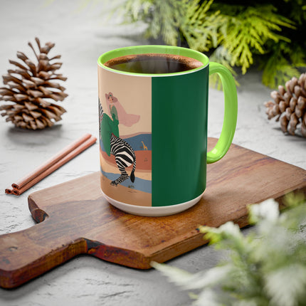 Zebra Rider Colorful Mugs – Safari Chic & Art Deco Adventure