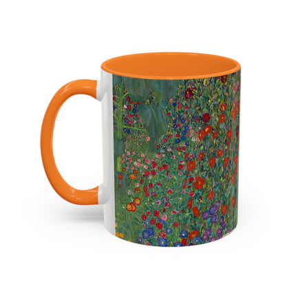 Farm Garden with Sunflowers by Gustav Klimt Colorful Mugs (11oz, 15oz)