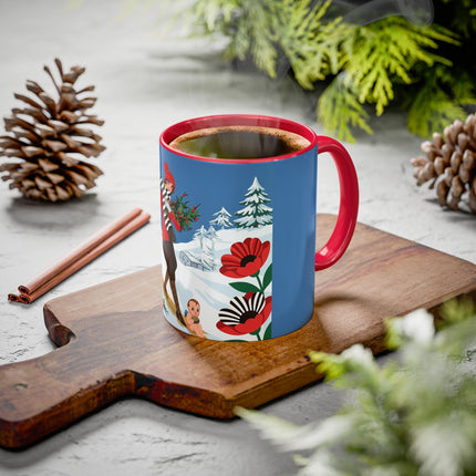 🎿🎄 The Christmas Holly Skier Colorful Mug – Whimsical Holiday Fantasy